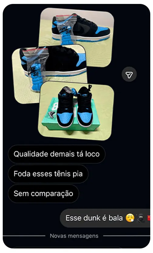 Feedback de aluno que importou seu tênis