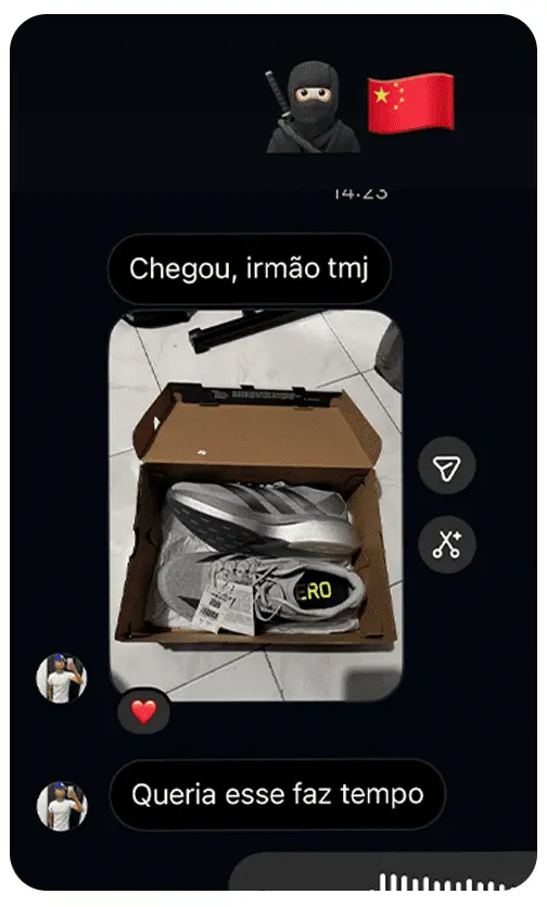 Feedback de aluno que importou seu tênis